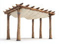 Pavillon Massivholz 320x320x268 cm - Naturbraun-Cremeweiß - Rustikaler Gartenpavillon mit Stoffdach