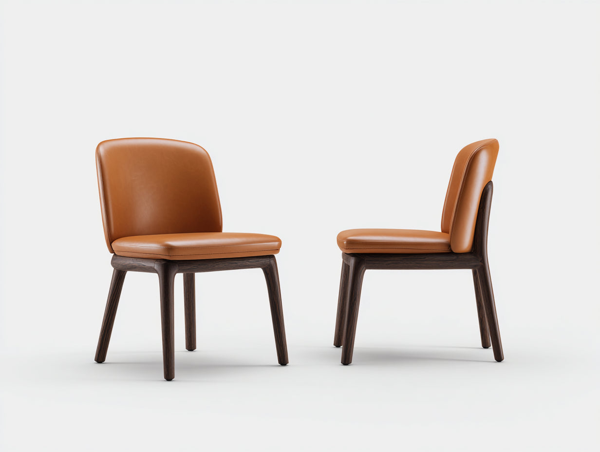 Esszimmerstühle 2er Set Kunstleder 52x54x82 cm - Cognac-Dunkelbraun - Modernes Design für Esszimmer
