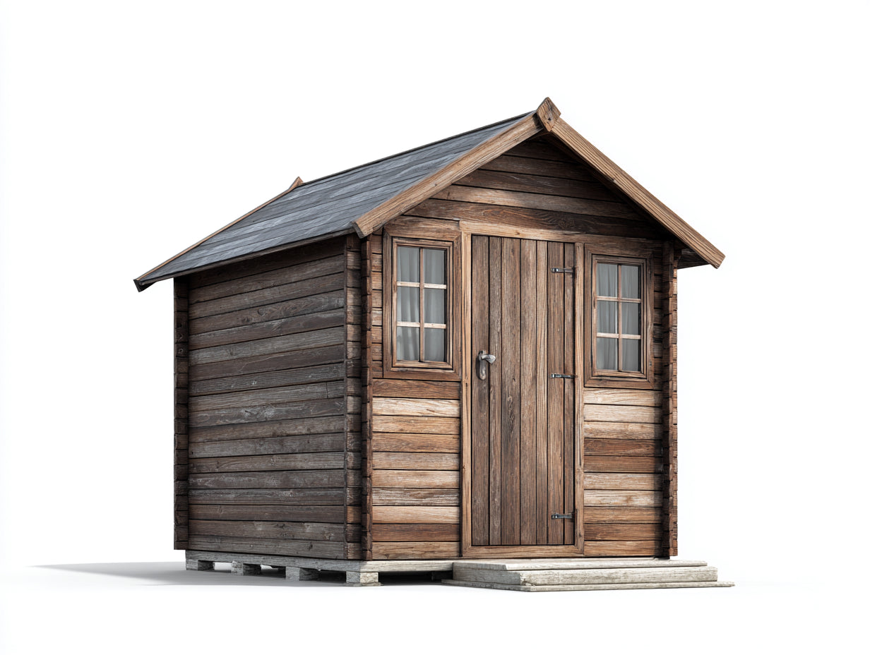 Gartenhäuser aus Holz 300 x 240 x 240 cm - Braun-Grau - mit Satteldach für den Garten