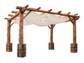 Pavillon Holz Stoff 360x300x250 cm - Naturholz-Beige - rustikales Gartendesign