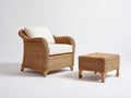 Polyrattan Gartensessel Rattanoptik und Stoff 90x84x82 cm - Naturbraun-Cremeweiß - Geflochtener Gartensessel mit Fußhocker