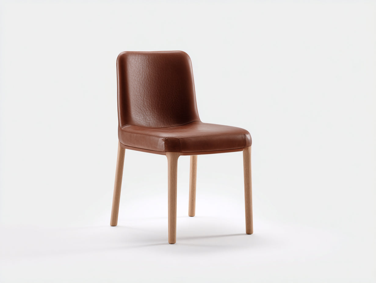 Esszimmerstühle Kunstleder 46x54x84 cm - Braun-Naturholz - modernes Esszimmerdesign