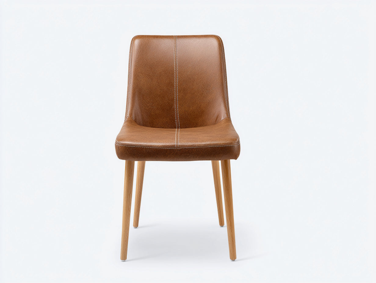Esszimmerstühle 48x55x86 cm aus Kunstleder und Holz in Braun - moderner Esszimmerstil mit gepolsterter Sitzfläche