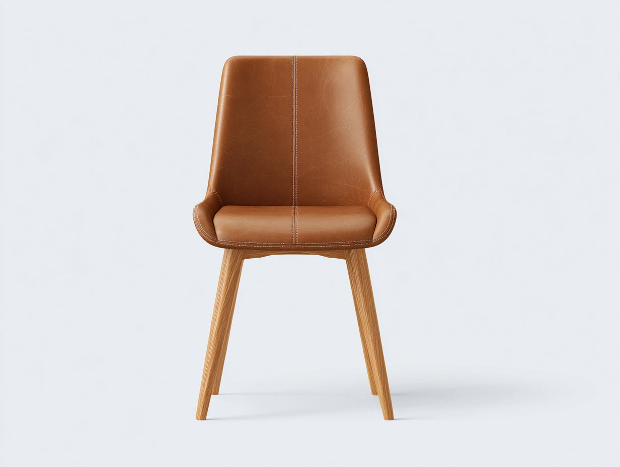 Esszimmerstühle Kunstleder 48x55x86 cm - Braun-Holzfarben - Modernes Design für Esszimmer