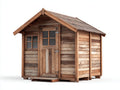 Gartenhäuser 240x200x230 cm aus Holz in Braun - rustikaler Outdoor-Stil mit Tür und Fenster
