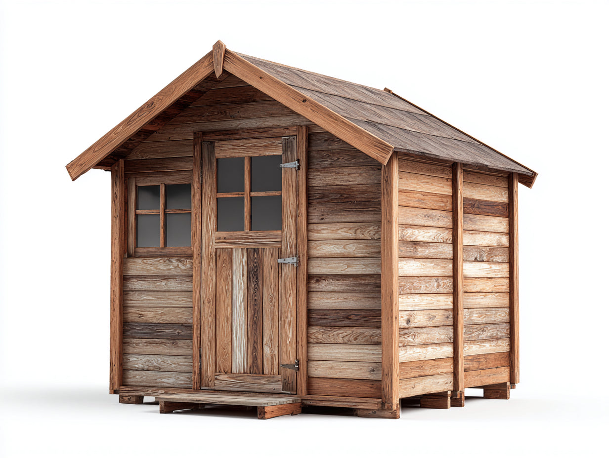 Gartenhäuser 240x200x230 cm aus Holz in Braun - rustikaler Outdoor-Stil mit Tür und Fenster