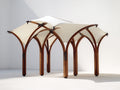 Pavillon Holzoptik 600 x 300 x 300 cm - Braun-Creme - offenes Bogendesign für Garten und Terrasse