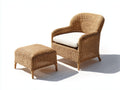 Polyrattan Gartensessel mit Hocker 84 x 82 x 86 cm - Naturbraun-Creme - für Garten und Terrasse im klassischen Stil