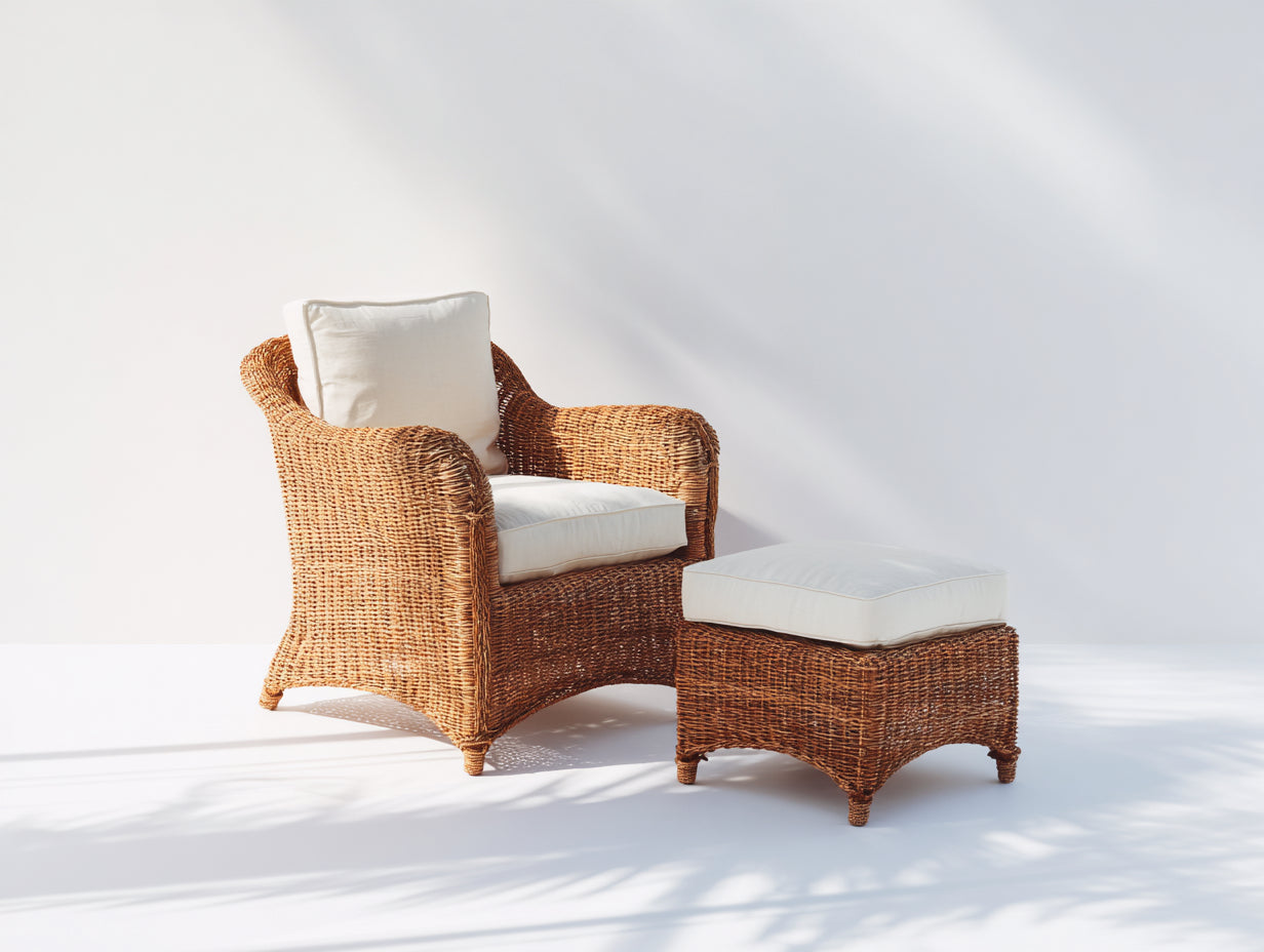Polyrattan Gartensessel Rattanoptik 92x88x96 cm - Braun-Weiß - Komfort Design