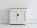 Sideboards 100x40x90 cm - Holzwerkstoff in Weiß-Naturbraun - Landhausstil mit 2 Türen