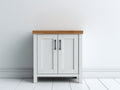 Sideboards 85x38x88 cm - Holzwerkstoff in Weiß-Naturbraun - Landhausstil mit 2 Türen