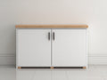 Sideboards Holzwerkstoff 120x40x82 cm - Weiß-Naturholz - modernes Wohnraumdesign