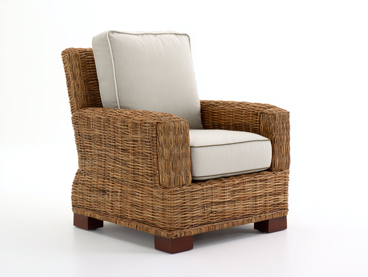Polyrattan Gartensessel Rattanoptik 88x82x86 cm - Braun-Beige - Lounge Design